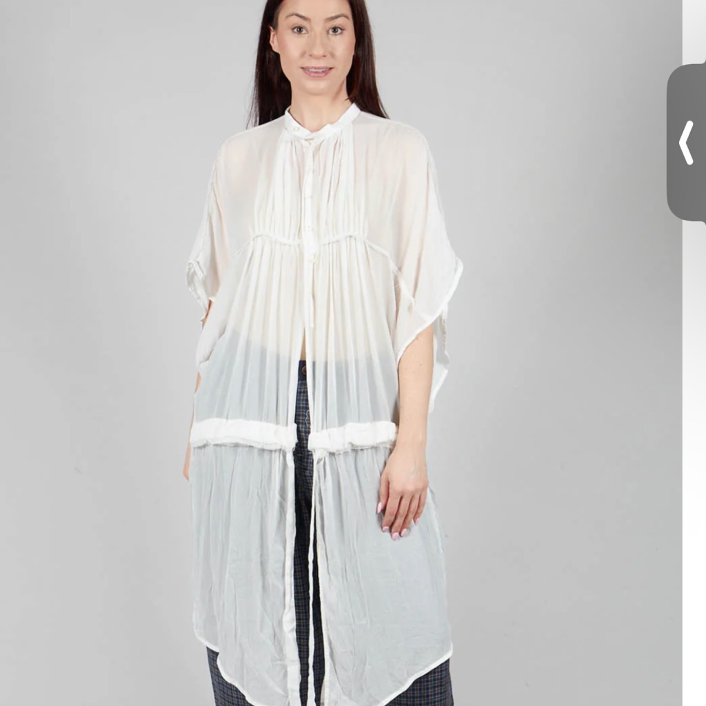 Iso*** Umit Unal Silk Chiffon Shirt Dress In Off White